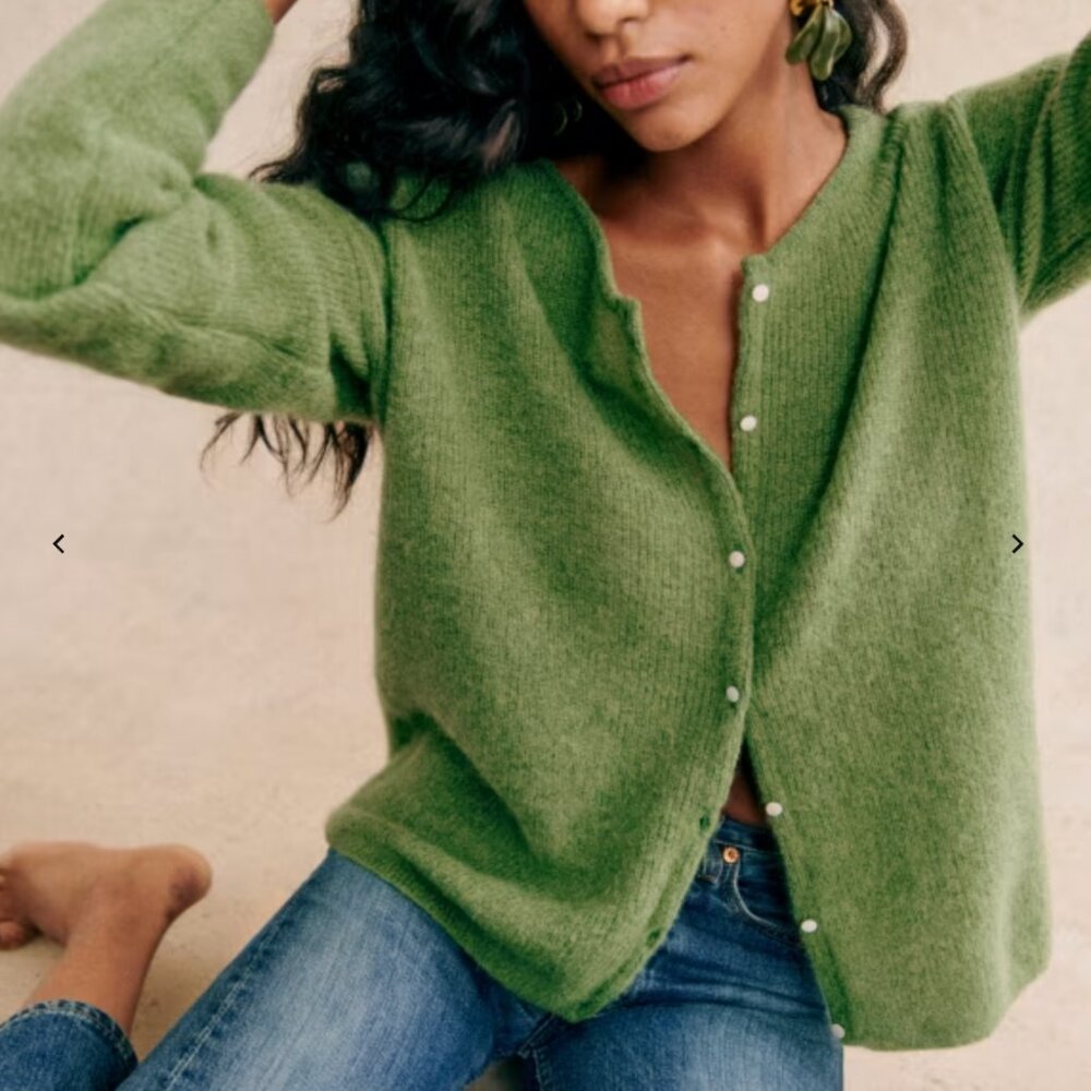 Sezane Gaspard Cardigan Garden Green - Size XS